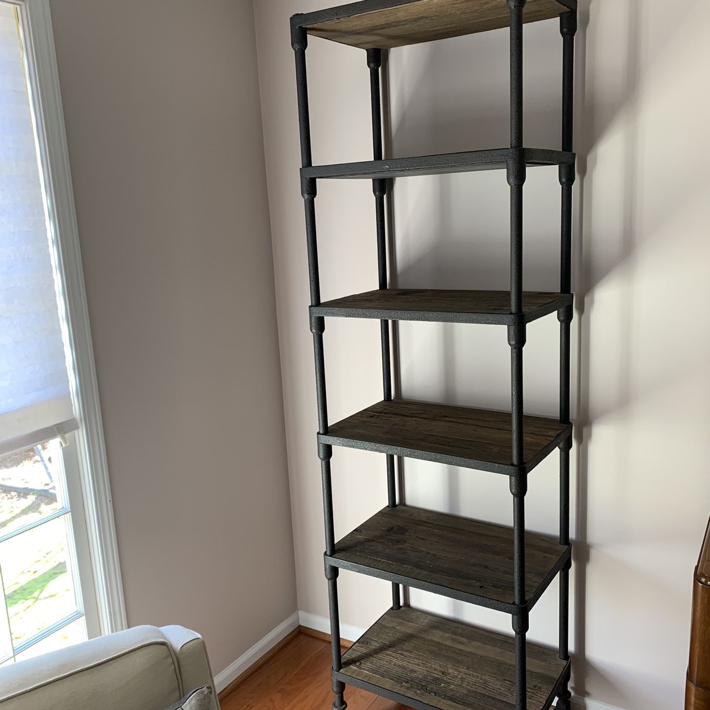 Industrial Modern Meets Vintage 5 Shelf Bookcase In Excellent Condition