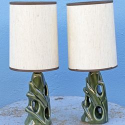 Pair of vintage Art Deco ceramic table lamps