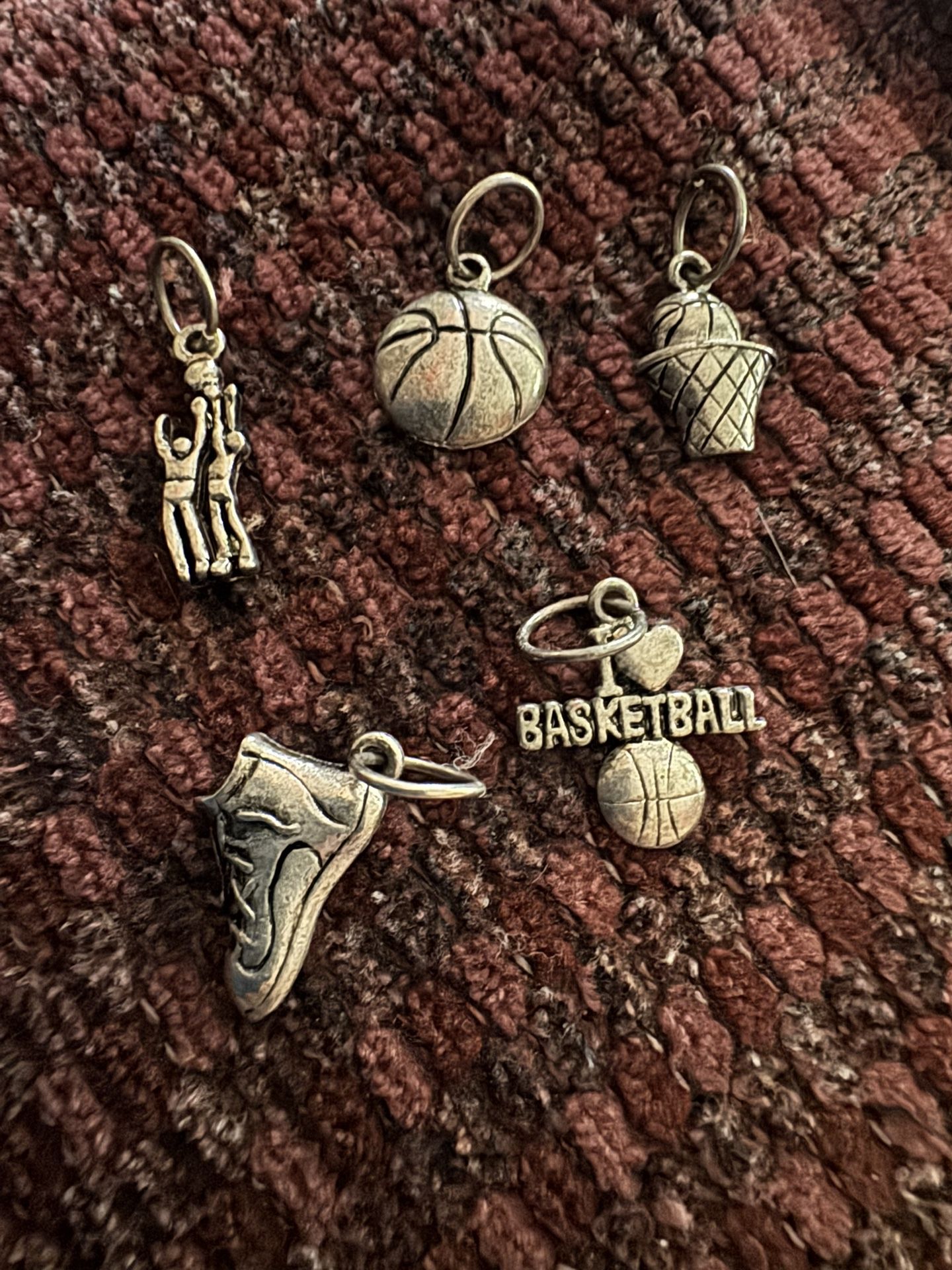 Estate- Lot of 5 Pewter Basketball Themed Charms 