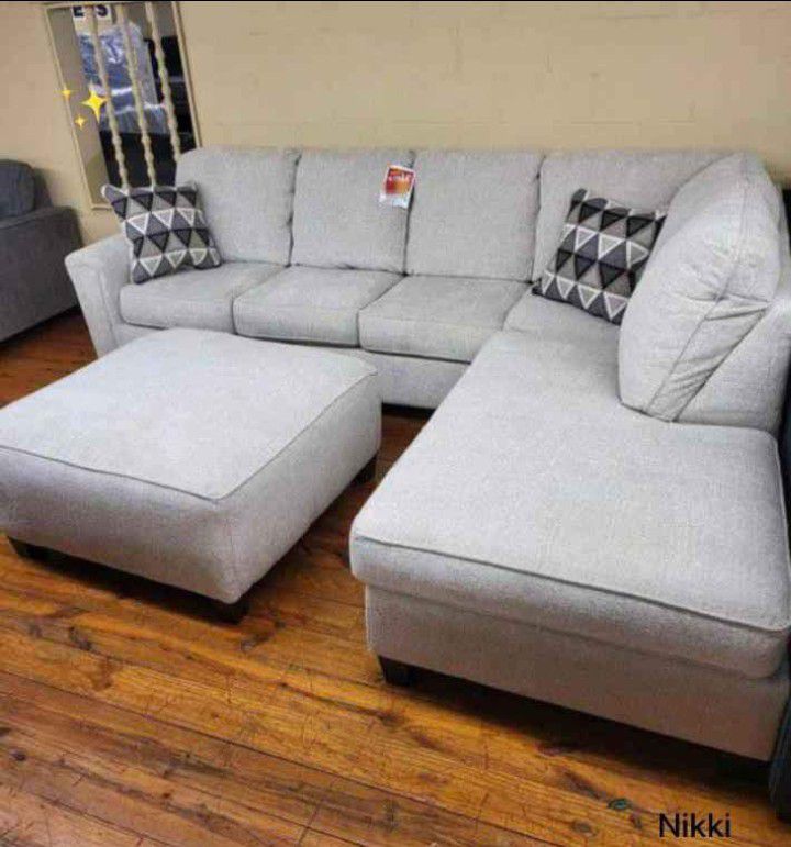 ⚡Natural White Sectional With Ottoman | Sectional | Sofa, Loveseat, Couch | Living Room 💸 Best Price⚡️Garden 💫 Household💫Fastest Delivery💯