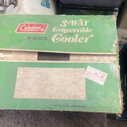 Vintage 68 quart three way convertible cooler made by Coleman with a date of 3/25/77 new old stock