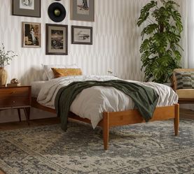 Mid-Century Modern Wood Platform Bed Frame