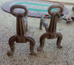 Antique Keyhole Style Andirons/Firedogs