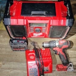 Milwaukee  Concrete Drill And Job site Stereo