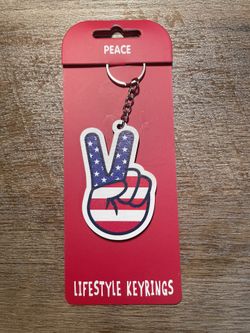 Peace Wood Keychain 