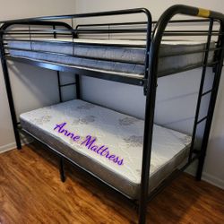 NEW IN BOX - TWIN/ TWIN METAL BUNK BED 😊 MATTRESSES SOLD SEPARATELY