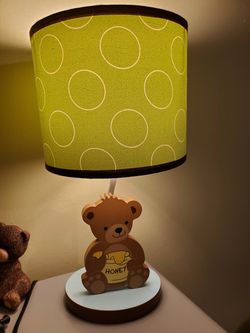 Baby bear theme nursery lamp, wall decor And Crib Mobile