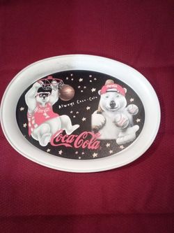 1997 Golden Harvest Coca-Cola Mini "Polar Bears" Small Metal Tray 