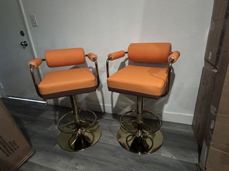 2-ORANGE BARSTOOLS