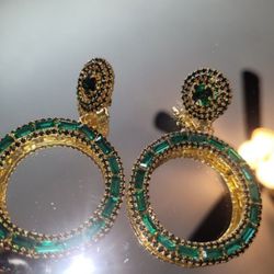 Green Clip On Earrings