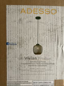 ADESSO Vivian Pendant Light-Dark Bronze-New in Box-from Pottery Barn