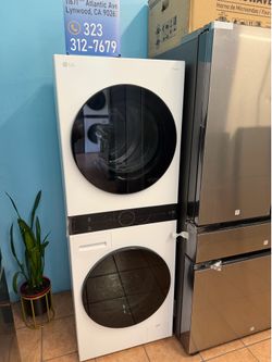 LG 2.4 cu. ft. Washer, 4.2 cu. ft. Dual Inverter Heat Pump Ventless Electric Dryer, Washtower