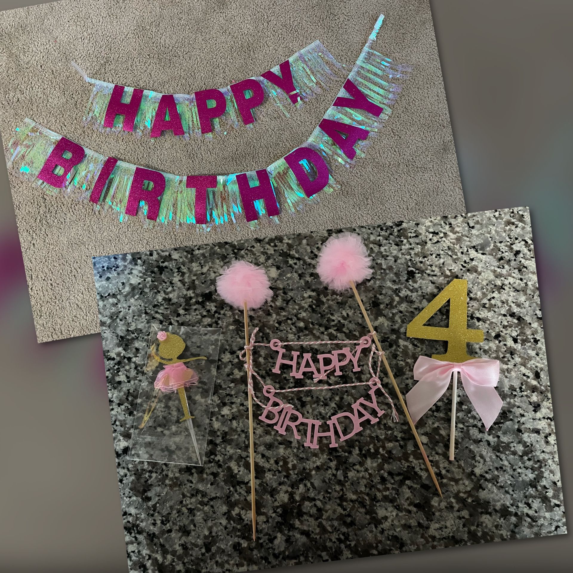 Birthday Banner And Cake Topper 