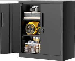 Metal Storage Cabinet, 36" Steel Garage Cabinet with Doors and Adjustable Shelves, Metal Cabinet with Lock,Garage Cabinets for Garage,Home Office,Scho