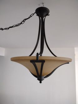 Rustic Iron Pendant with Antique Ivory Glass Shade