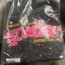 Sp5der Hoodie Black N Pink Large 