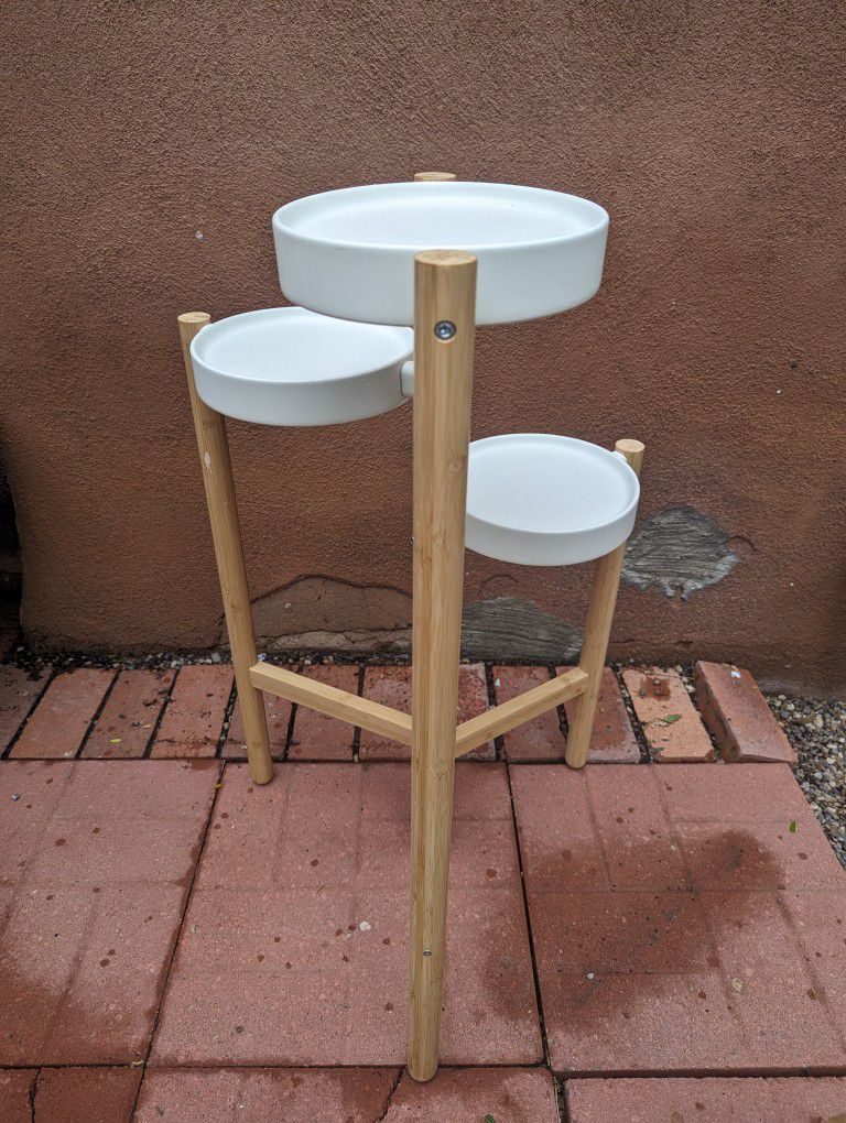 Plant stand, bamboo/white, 30 ¾ "