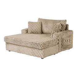 Oversized Taupe Color Chenille Chaise Lounge