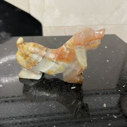 Carved Colorful Dog Spaniel Stone Fetish Figurine 3.5”x 2.5”