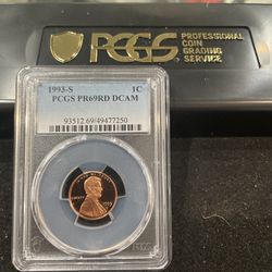 1993 S Gem Proof Lincoln Penny Graded At PR69 With A Deep Cameo 4-14