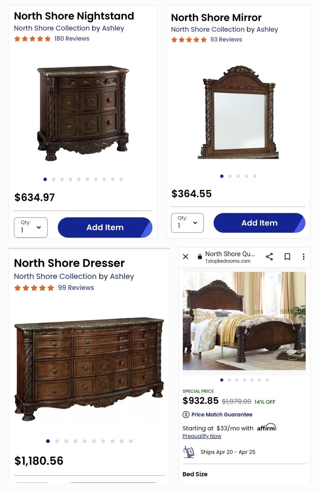 Ashley Furniture North Shore Collection Set