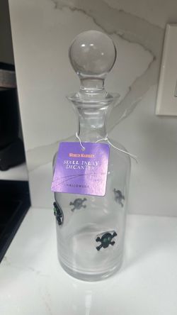 Halloween Skull Inlay Glass Decanter