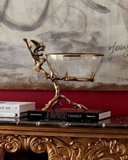 Gold Branch and Bird Decorative Bowl