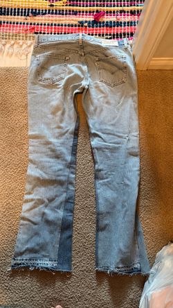 Gallery Dept. Light Blue Paint Splatter Flared Denim Men's Jeans 5-Pocket