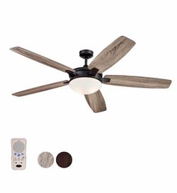 Harbor Breeze Oakham 70-in Bronze with Mocha/Cocoa Blades Ceiling Fan With Light - Remote Included (5 -Blade