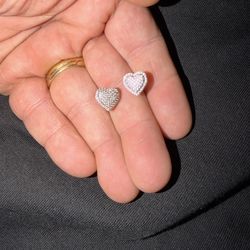 Pave heart screwback earrings