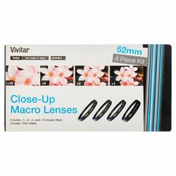 Vivitar 52mm 4pc HD Macro Close-Up Lens Filter Set +1 +2 +4 +10 w/ case- new/NIP
