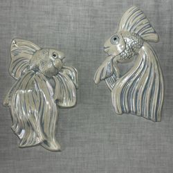 Vintage Chalkware Angelfish Decorative Wall Art