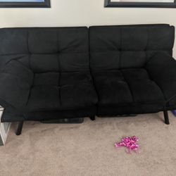 Mainstays Memory Foam Futon, Black Faux Suede Fabric

