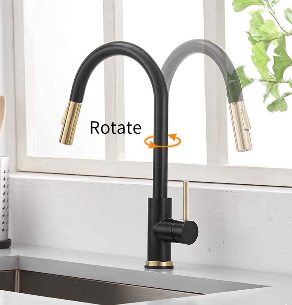 Water Tap Sensor Kitchen Faucets, Brushed Gold Smart Touch Inductive Sensitive Faucetxer Tap Single Handle Dual Outlet Water Modes Sink Tap/Brushed Go