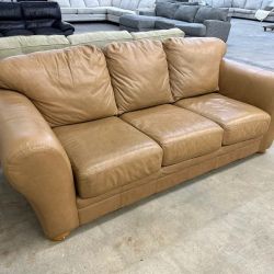 Light Tan Leather Sofa