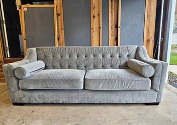 Gray Tufted Velvet Sofa