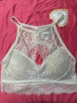 White Lace High-Neck Bralette with Tags