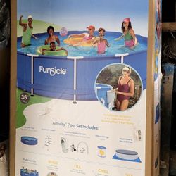 Funsicle 15 ft Activity Above Ground Frame Swimming Pool, with Filter Pump, Round, Age 6 & up