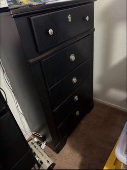 Black Tall Dresser with 6 Drawers
