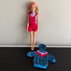 Mattel Barbie Doll 3pc Outfit Leopard Hoodie Sleeveless T-Shirt Overalls