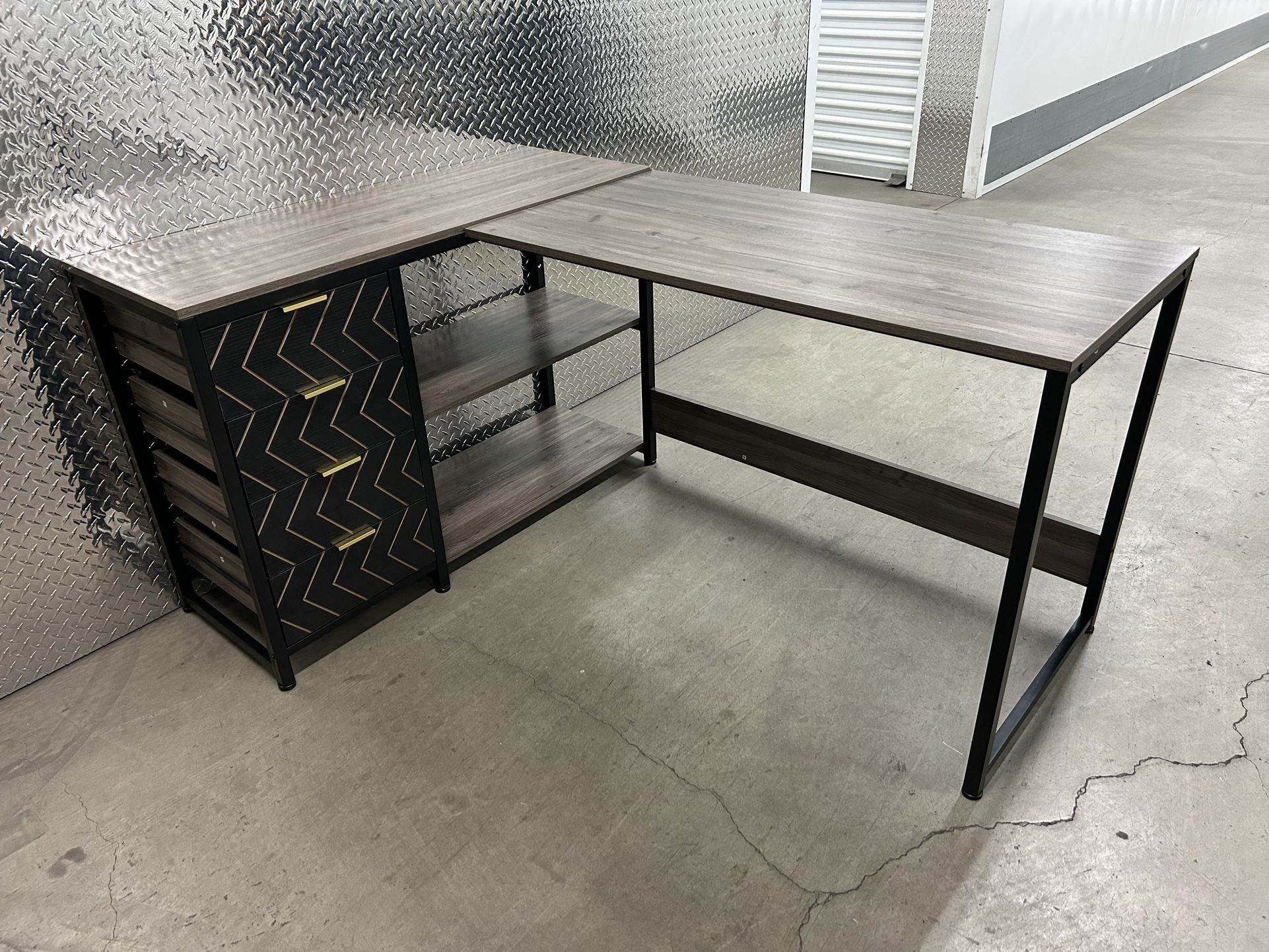 Tribesigns L Shaped Computer Desk with Storage Drawers, 59 inch Corner Desk with Shelves & Drawers