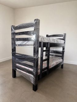 Twin bunk bed and mattress