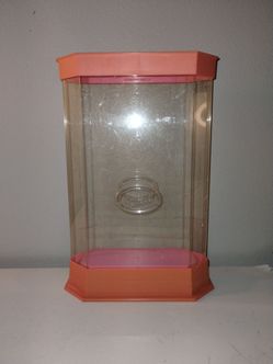 Vintage Barbie Doll Display Case Mattel 1997 Pink Clear Plastic 16"