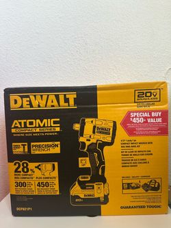 Dewalt ATOMIC 20V MAX Lithium-Ion Brushless Cordless 1/2 in. With 5 ah battery, charger & bag
