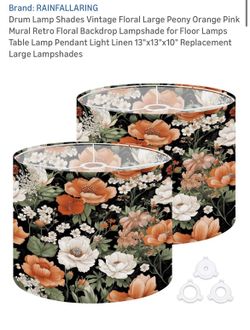 2 Vintage Drum Lamp Shades 