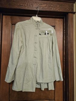 Women’s 2-Piece Linen Blend Skirt Suit Set – Sage Green