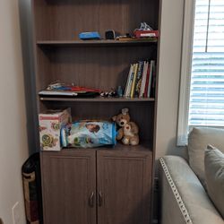 Gray Bookcase With Doors