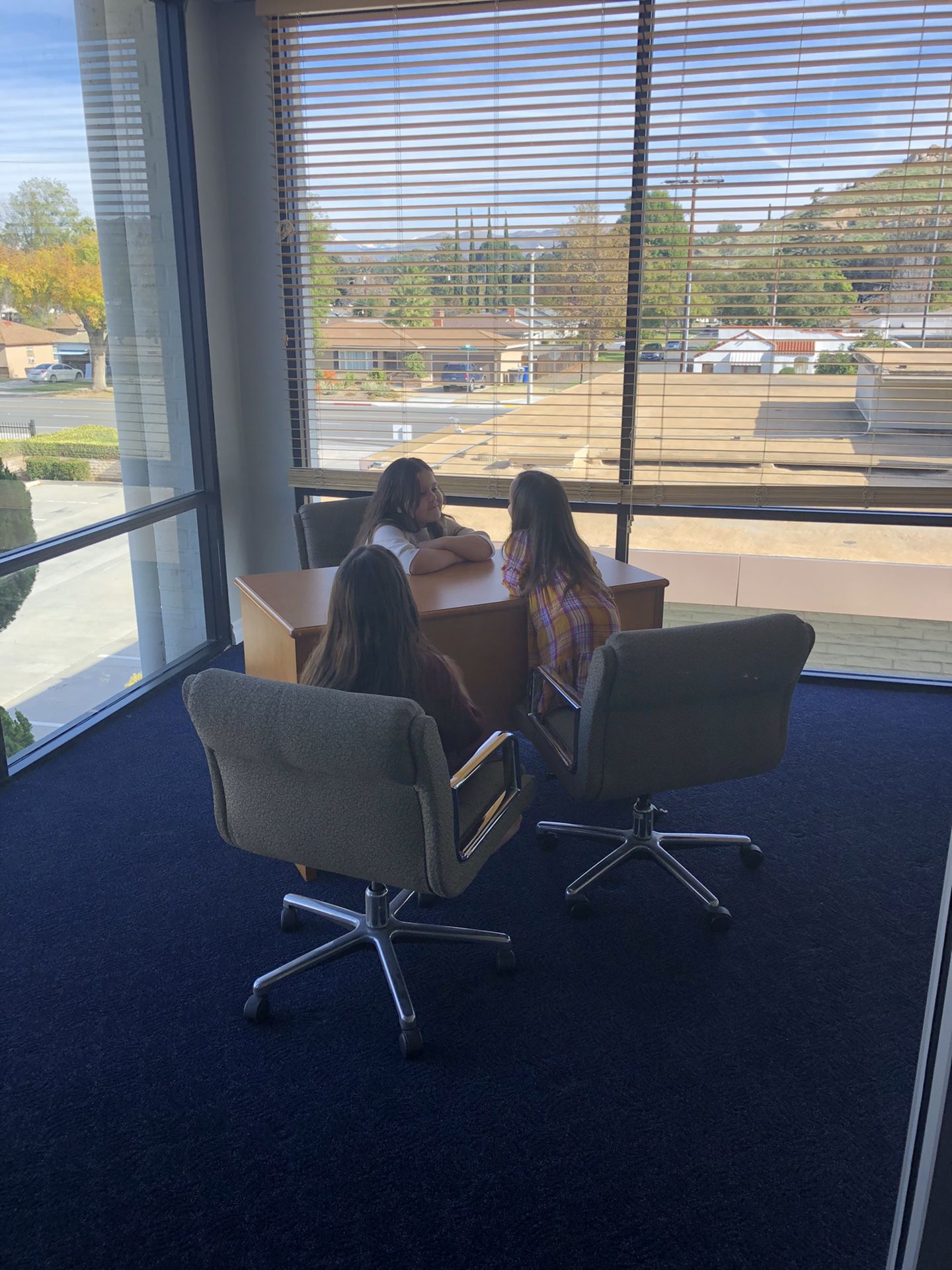Office Desk and 3 chairs (children not included)