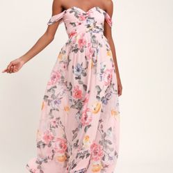 Lulu’s Blush Foral Maxi Dress / Size M