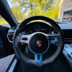 Carbon Fiber Leather Steering Wheel Cover - 3 Pieces